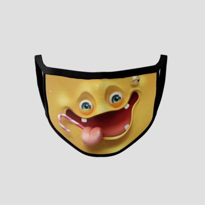 Masque personnalisé réutilisable 3 couches taille mixte adulte-enfant yellow smile